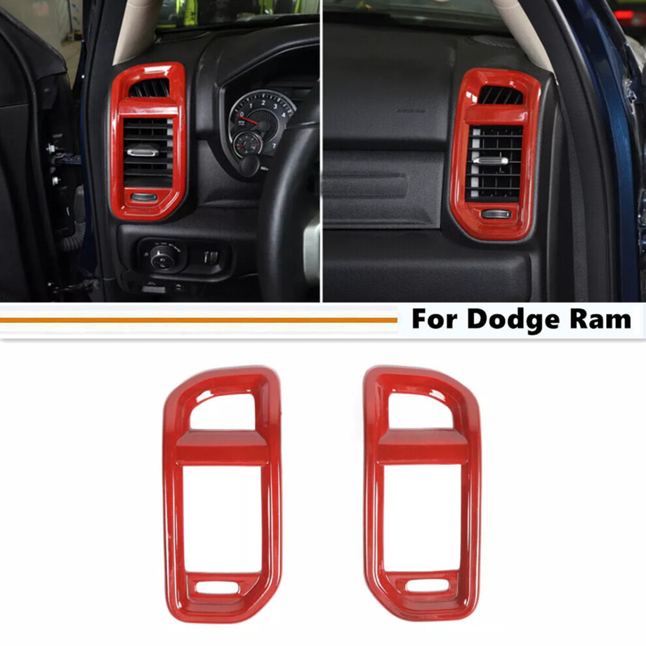 2019-2024 Dodge Ram 1500 2500 3500 Red Interior Air Vent Trim Cover 2-Pack