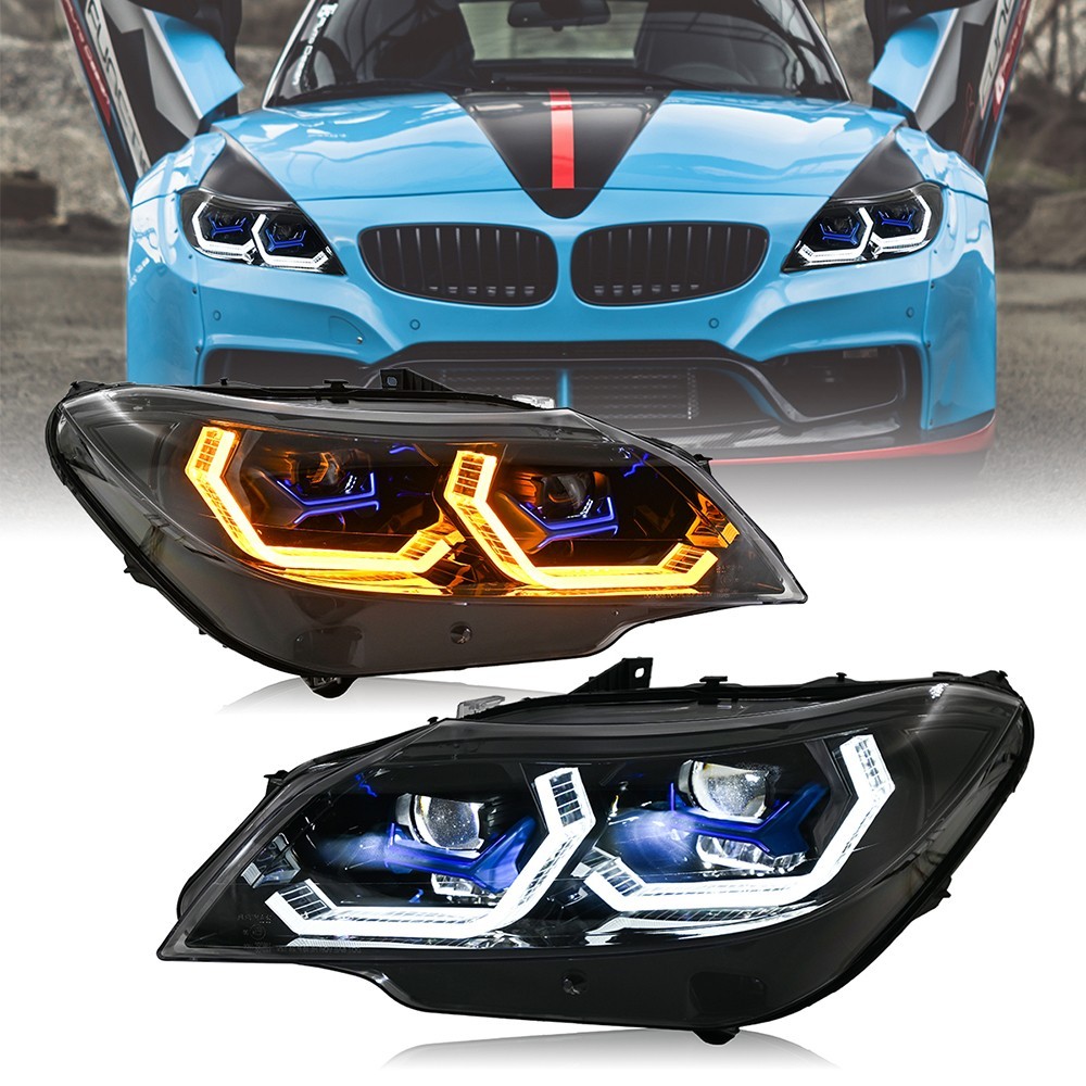 Pair LED Headlights Assembly For BMW Z4 E89 2009-2016 Front Lights DRL+Animation