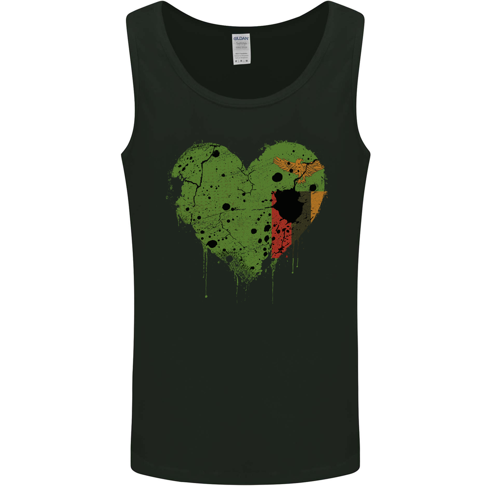 Love Flag Zambia Zambian Football Mens Vest Tank Top
