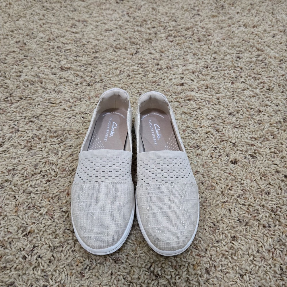 Clarks Cloudsteppers Canvas Slip-Ons Breeze Step Natural Size 6