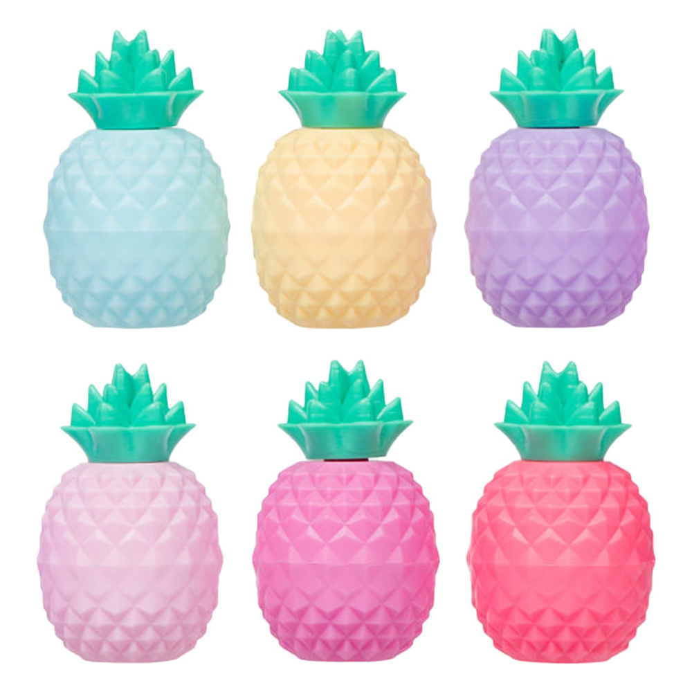 Pineapple Shaped Lip Balm Set - 6 Moisturizing Multicolor Balms
