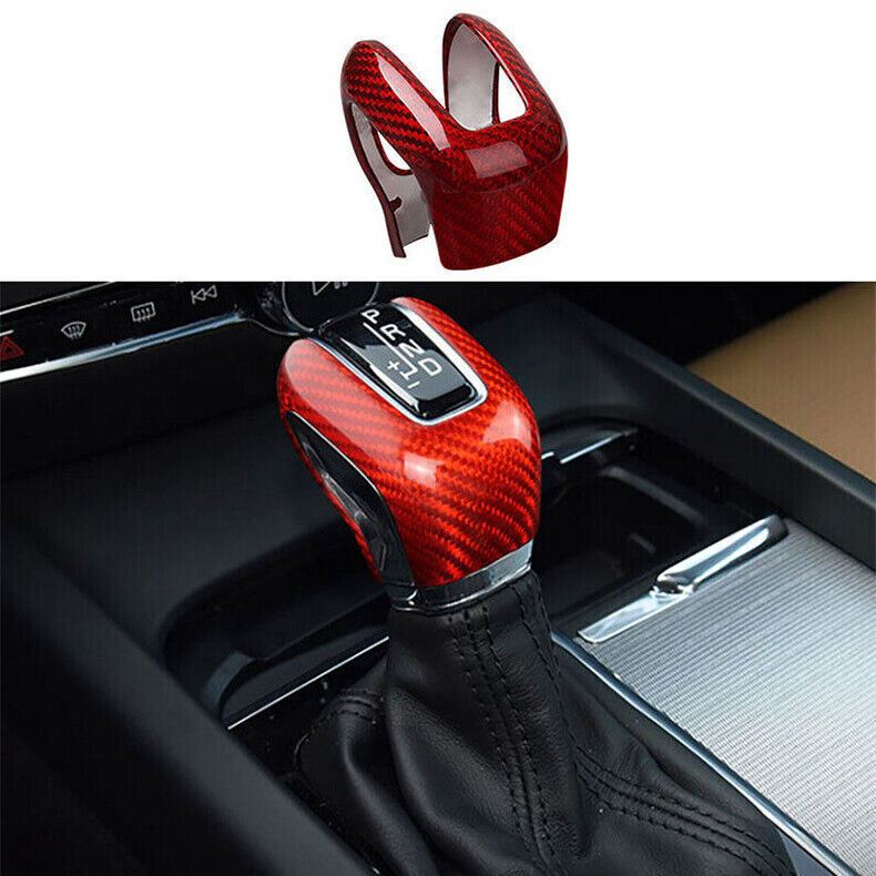 For Volvo S90 2017-2020 Red Carbon Fiber Car Gear Shift Knob Cover Head Cap Trim