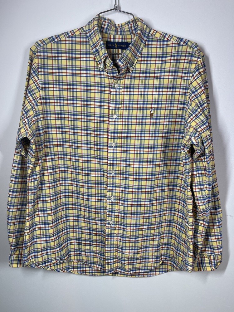 Ralph Lauren Men’s Long Sleeve Yellow Plaid Button Up Size XL Spring Easter