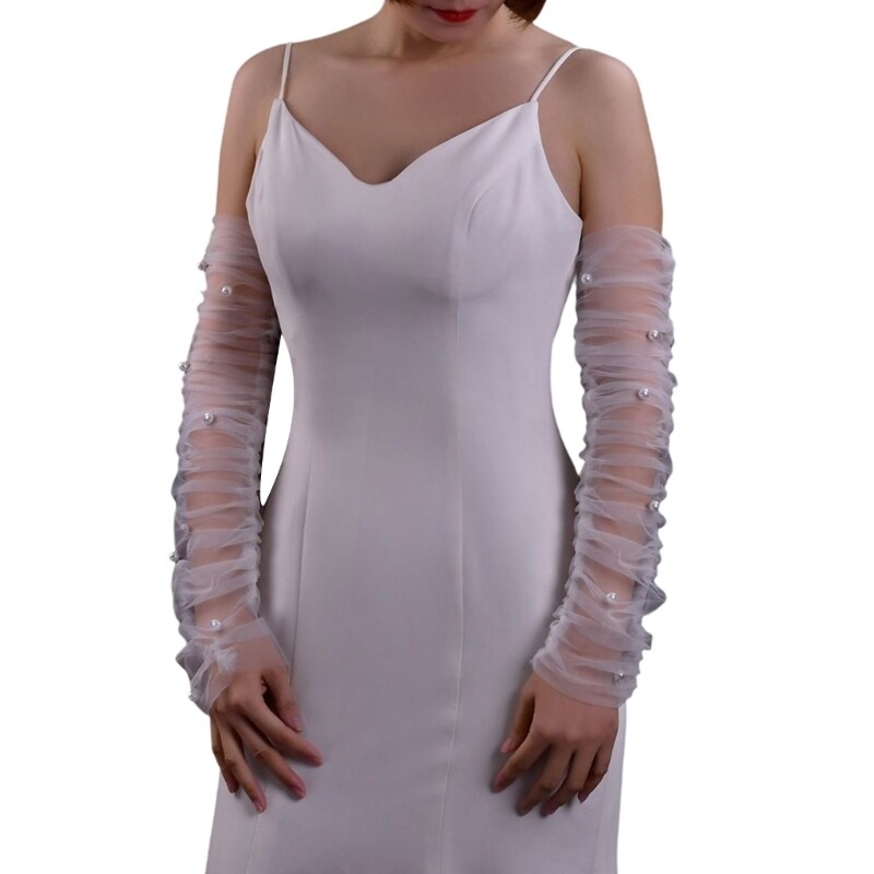 Elastic Bridal Dress Sleeves Removable Formal Dress Puff Cuffs Wedding Supplies