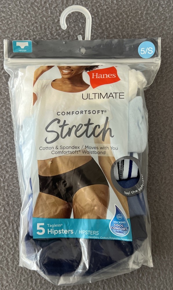 Hanes ComfortSoft Stretch Womens Hitpsters Panties Underwear 5 Pack Size 5 / S