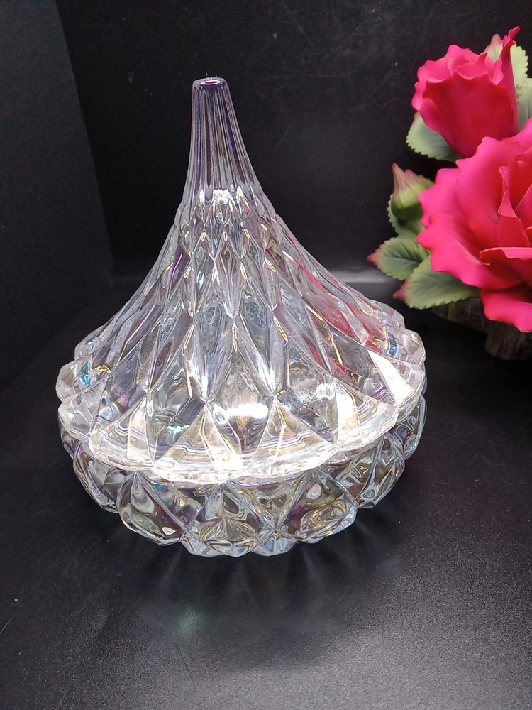 Hershey's Kiss Iridescent Candy Dish Godinger Shannon Crystal Kisses Box Gift