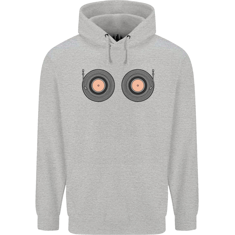 Boob Decks DJ DJing Funny Turntable Vinyl Mens 80% Cotton Hoodie