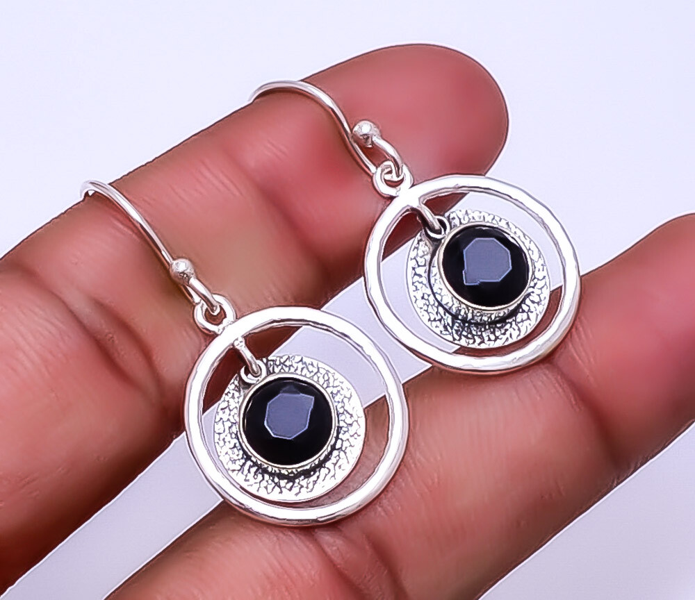 Black Onyx Designer Handmade 925 Sterling Silver Earring 1.48