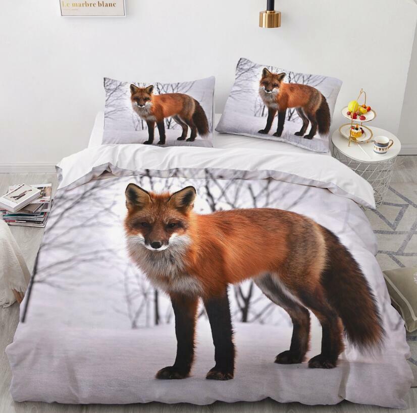 3D Snow Fox ZHUA663 Bed Pillowcases Quilt Duvet Cover Set Queen King Zoe