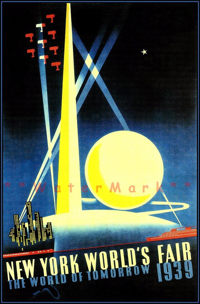 World's Fair 1939 New York City Trylon and Perisphere Vintage Poster Print