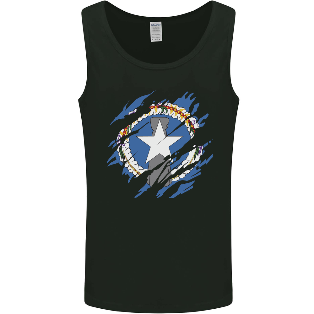 Torn Flag Northern Mariana Islands Mens Vest Tank Top