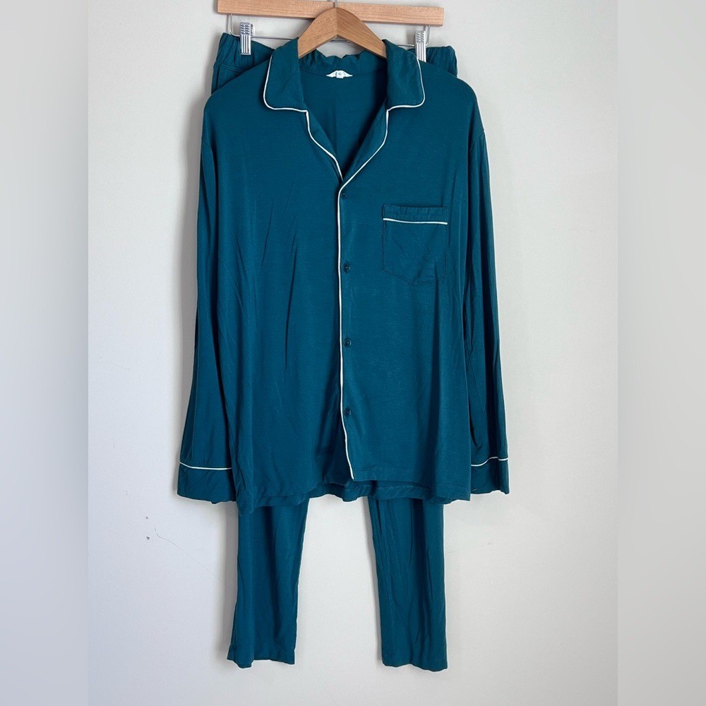 Eberjey Men's Pajama William Tencel Modal Long PJ Set Teal Medium