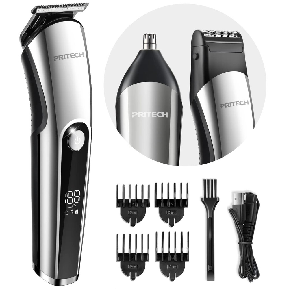 Men's 3-in-1 Beard Trimmer Kit with Nose Ear Hair Clipper & Micro Trimmer