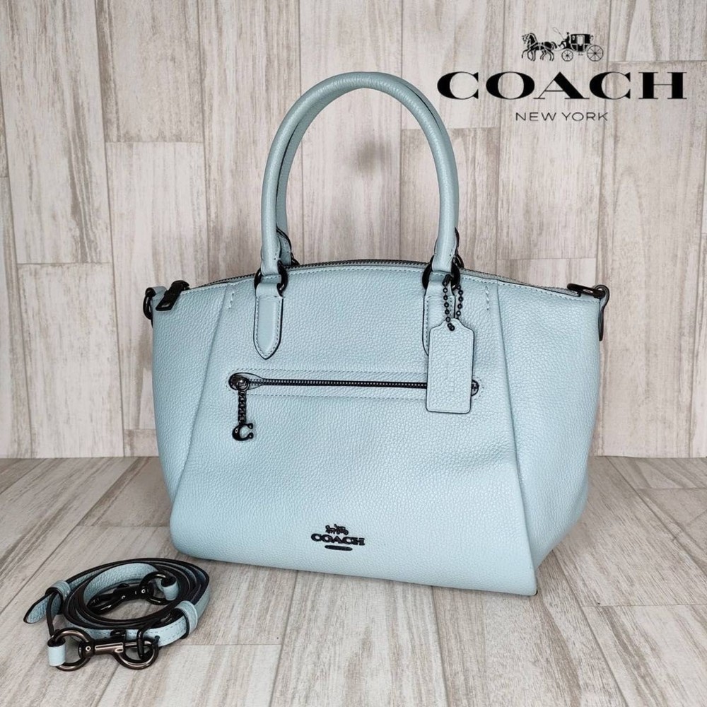 COACH Genuine Leather 2-Way Handbag Shoulder Bag 50cm Stylish Carryall