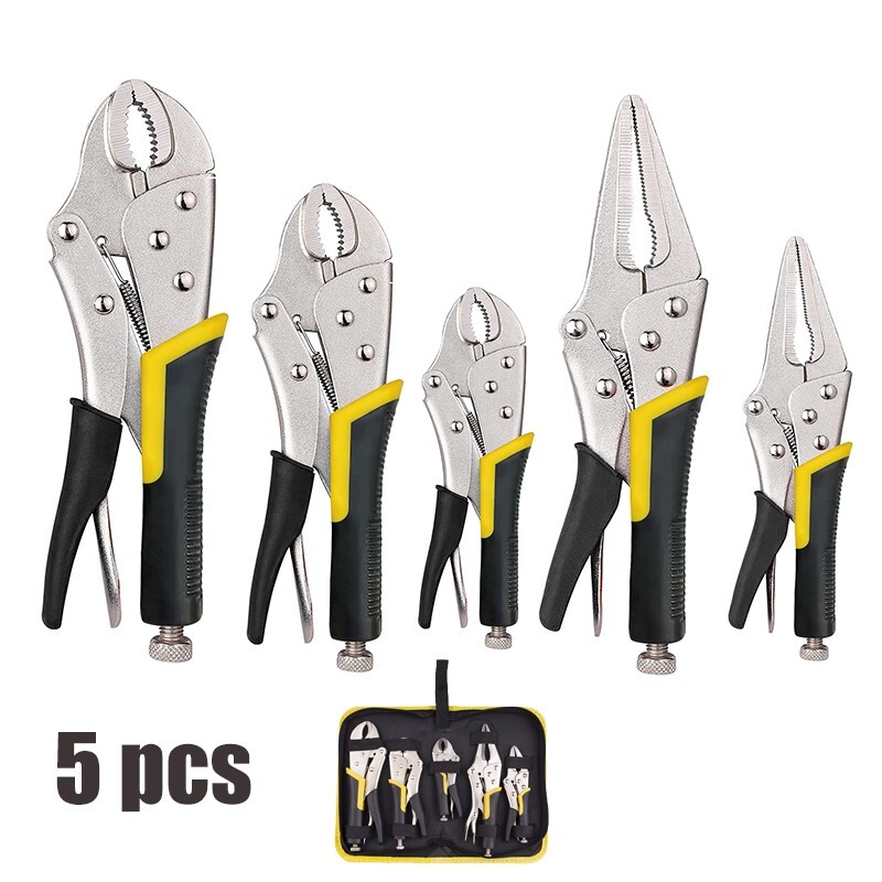 5-Piece Locking Pliers Set with 5 7 10-Inch Curved Jaw Vice Grips