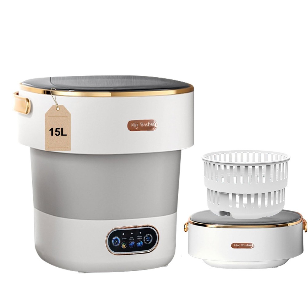 Portable Washing Machine,Mini Washer 15L Upgraded With Spin Basket,Small Clot...