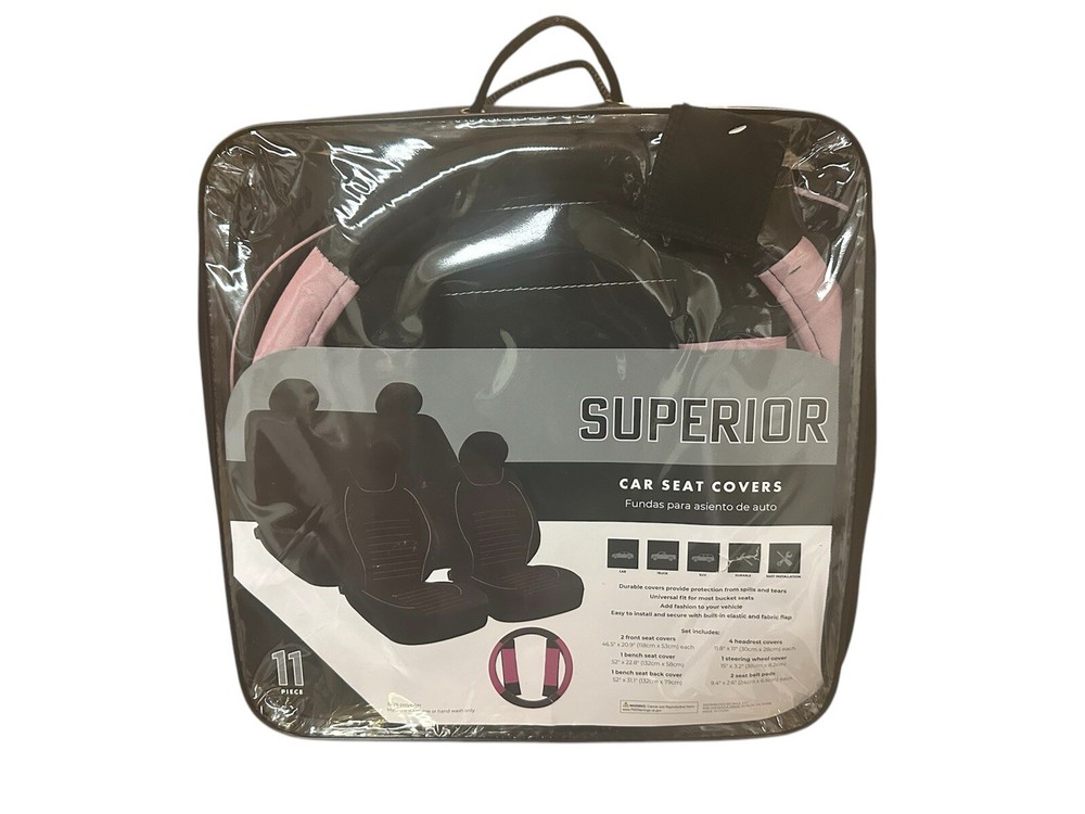 11 PCS Universal Car Seat Cover Full Set,Front &Rear,Interior Covers,Quick Setup