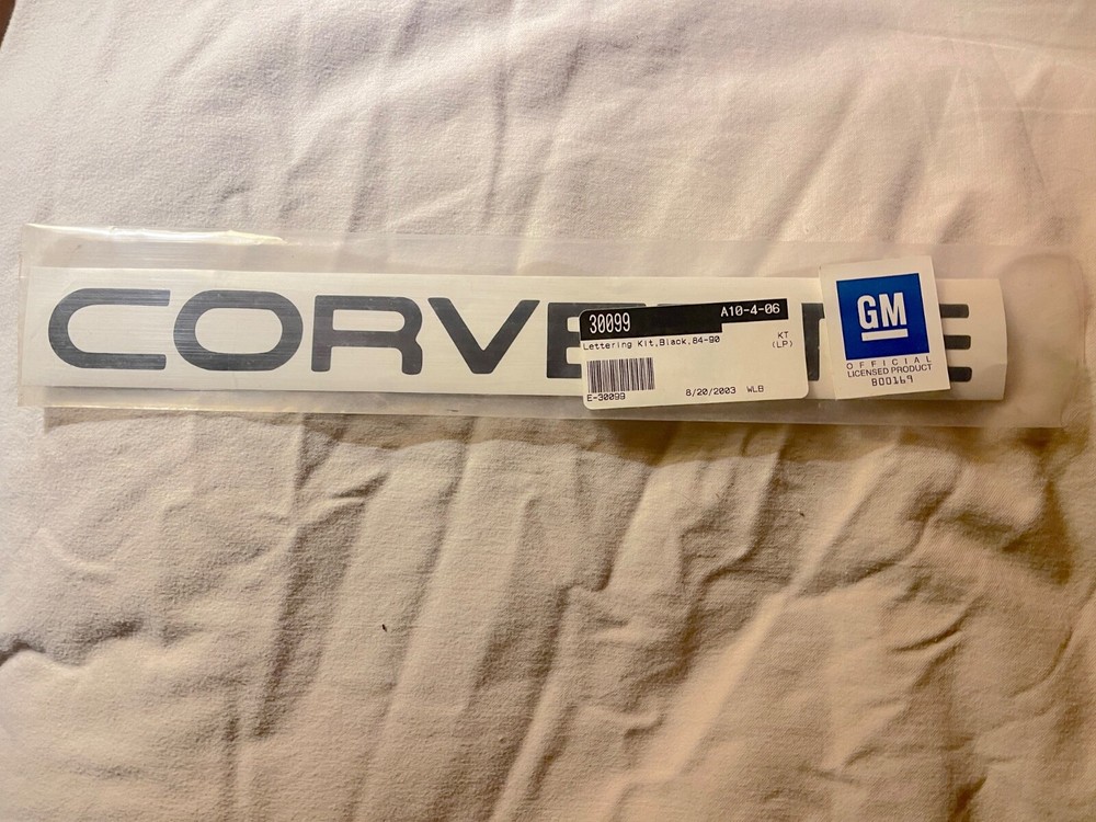 84-90 Corvette OEM Black Rear Bumper Lettering Kit 30099 A10-4-06 Brand New