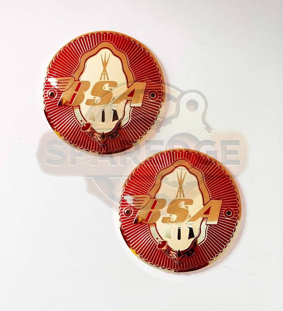 Vintage Brass Gold Petrol Fuel Tank Red Badge Set for BSA Arms A7 A10 B33