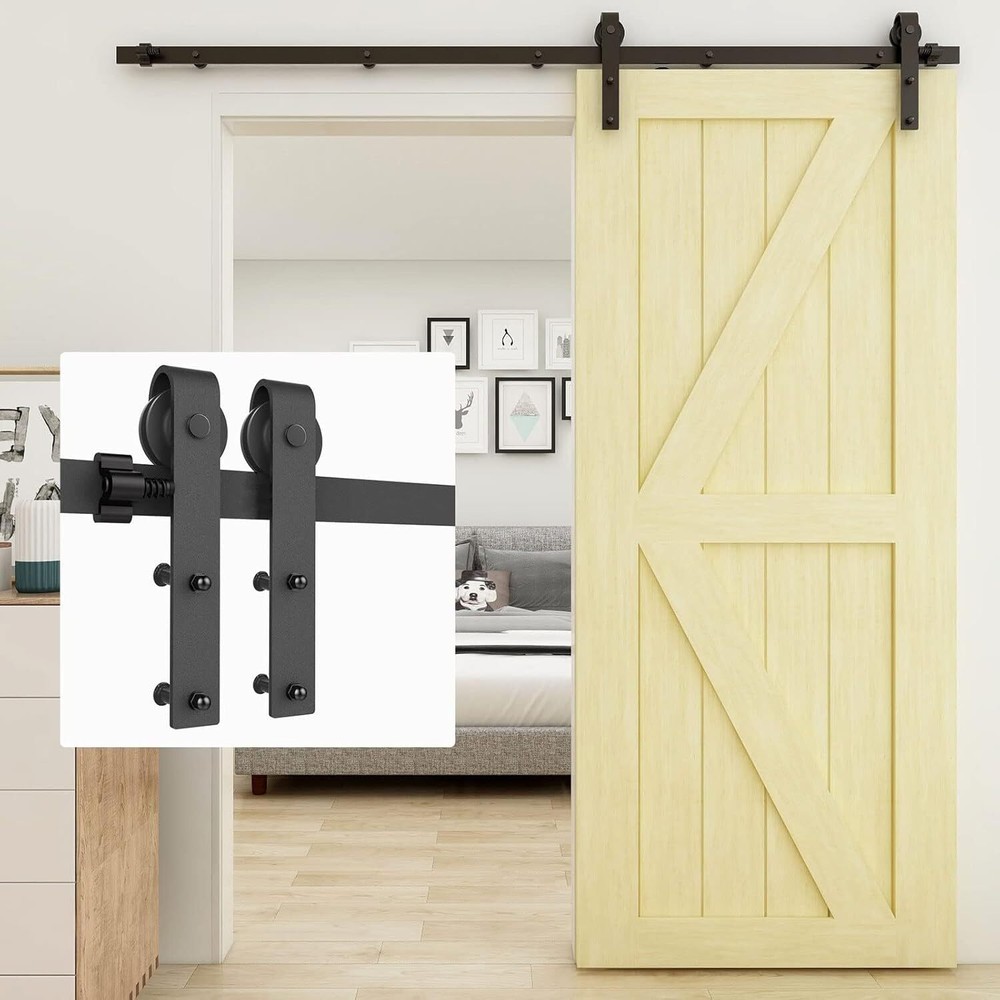 6.6FT Sliding Barn Door Hardware Kit Heavy Duty Sturdy,Easy to install