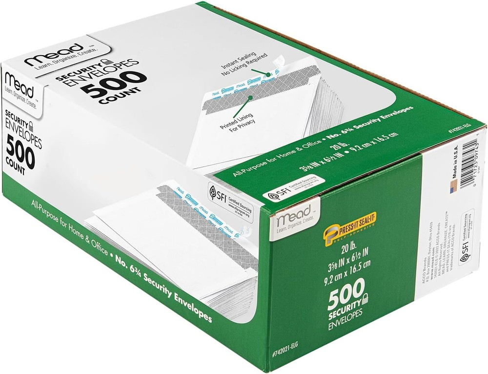 Mead Envelopes Self Seal Self Adhesive Closure #6-3/4 Small Envelopes Self Se...