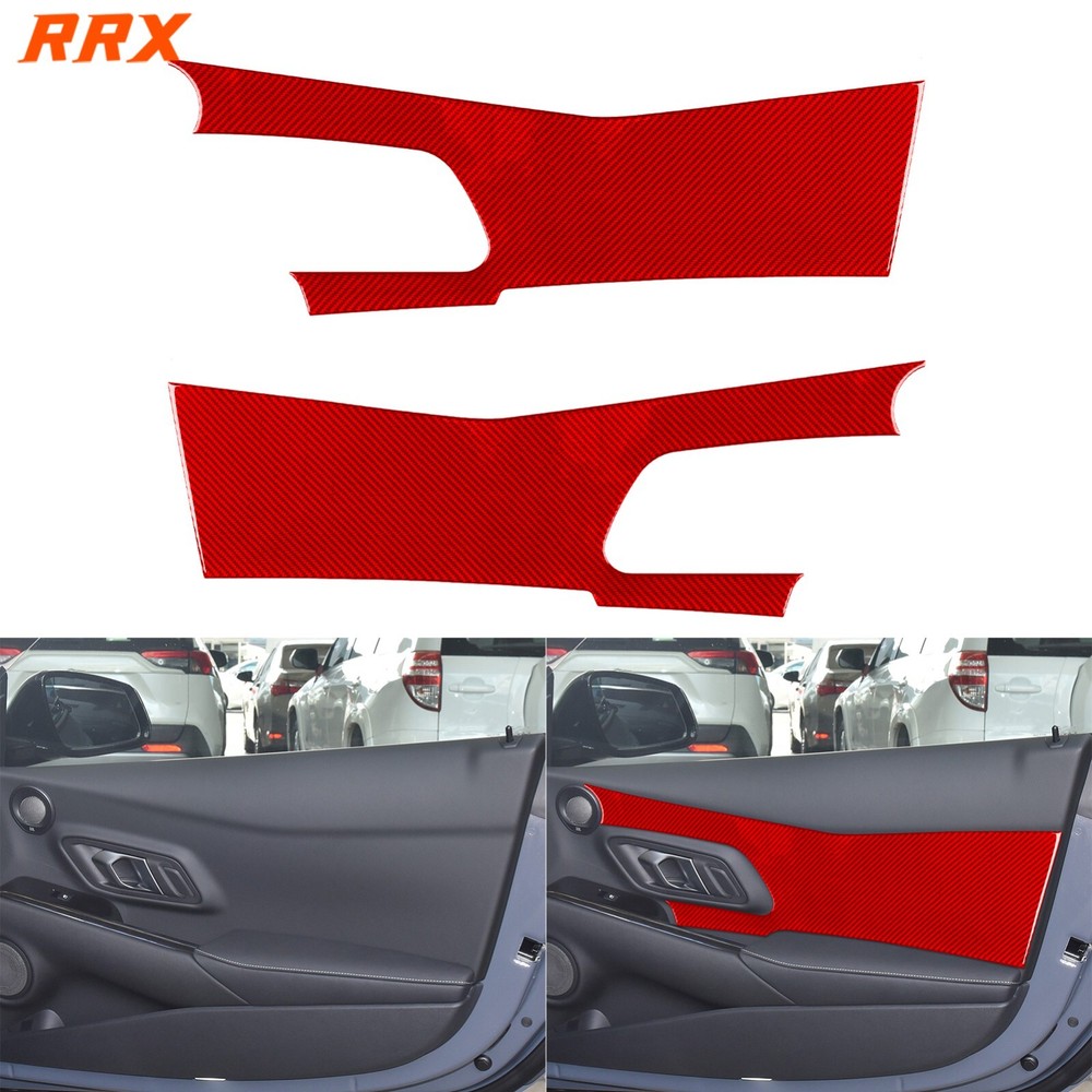 Red Carbon Fiber Interior Door Panel Cover For Toyota GR Supra A90 MK5 2019-2022