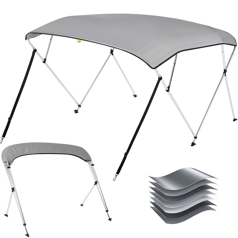 1200D Pontoon Boat Bimini Top Cover Canopy 3 or 4 Bow 6ft 8ft with Rear Poles