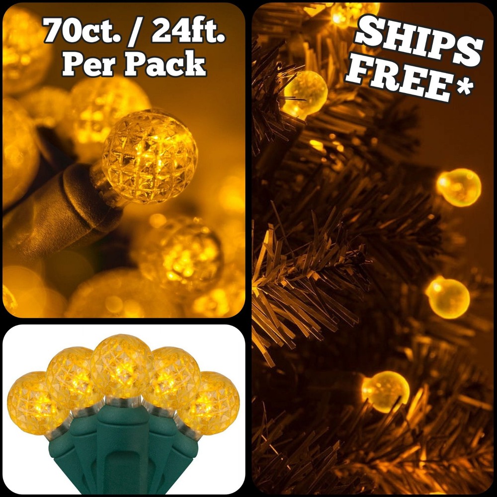 G12 LED Gold Globe Christmas Tree String Lights Indoor Outdoor XMAS | 70ct. 24ft