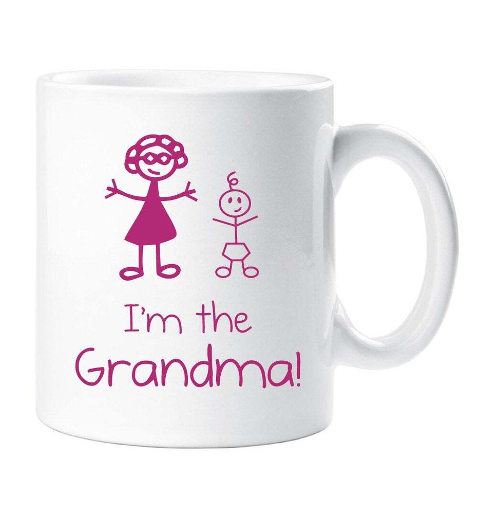 I'm The Grandma Mug Family Gift Cup Stick People Ceramic New Dad Baby Present