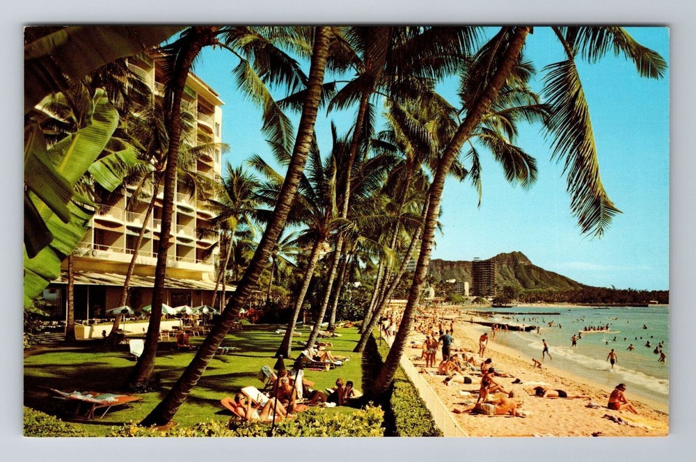Waikiki Hawaii Surfrider Hotel Antique Vintage Advertising Postcard