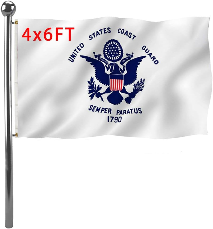 US Coast Guard Flag Military Flags 4X6 FT Outdoor - Double Sided 220D Heavy Duty