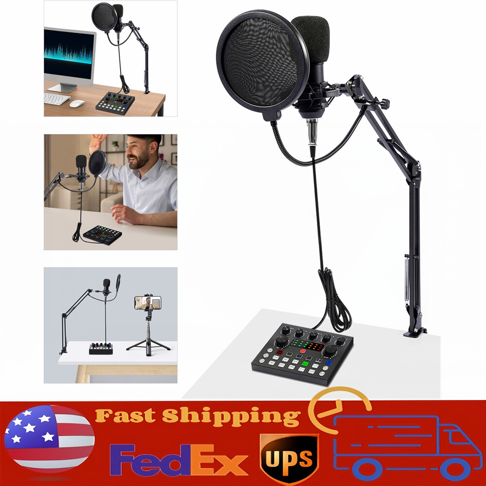 Studio Recording Kit Microphone Set Music Podcast Equipment Mixer Condenser Home