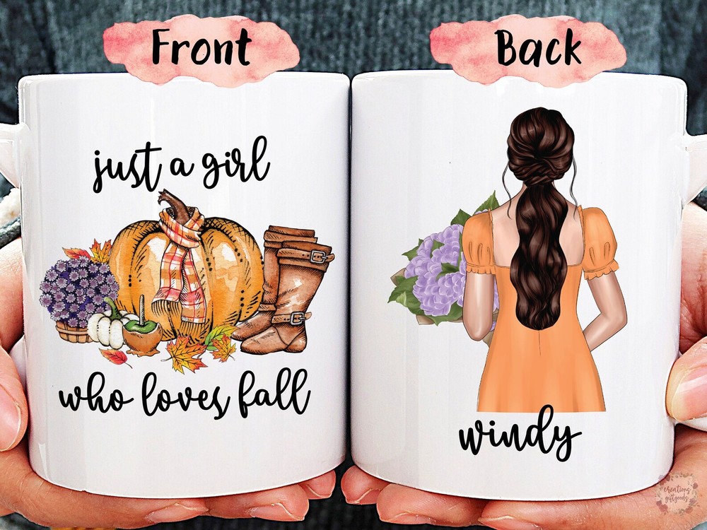 Just A Girl Who Loves Fall Coffee Mug Custom Best Friend Gifts Autumn Mug