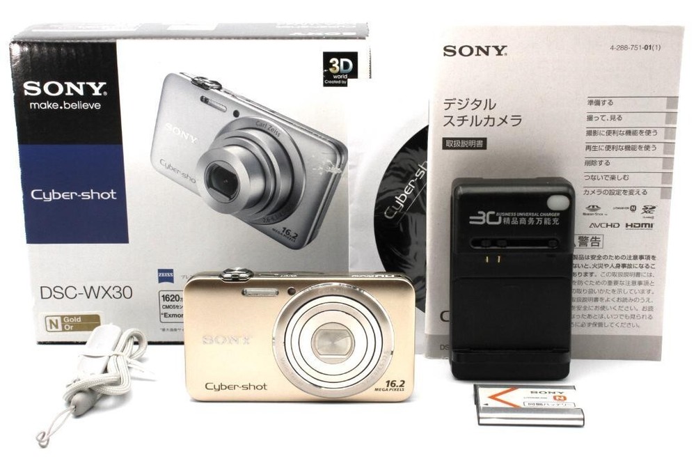 SONY Cyber Shot Digital Camera Gold DSC-WX30 16.2MP Compact 5x zoom japan
