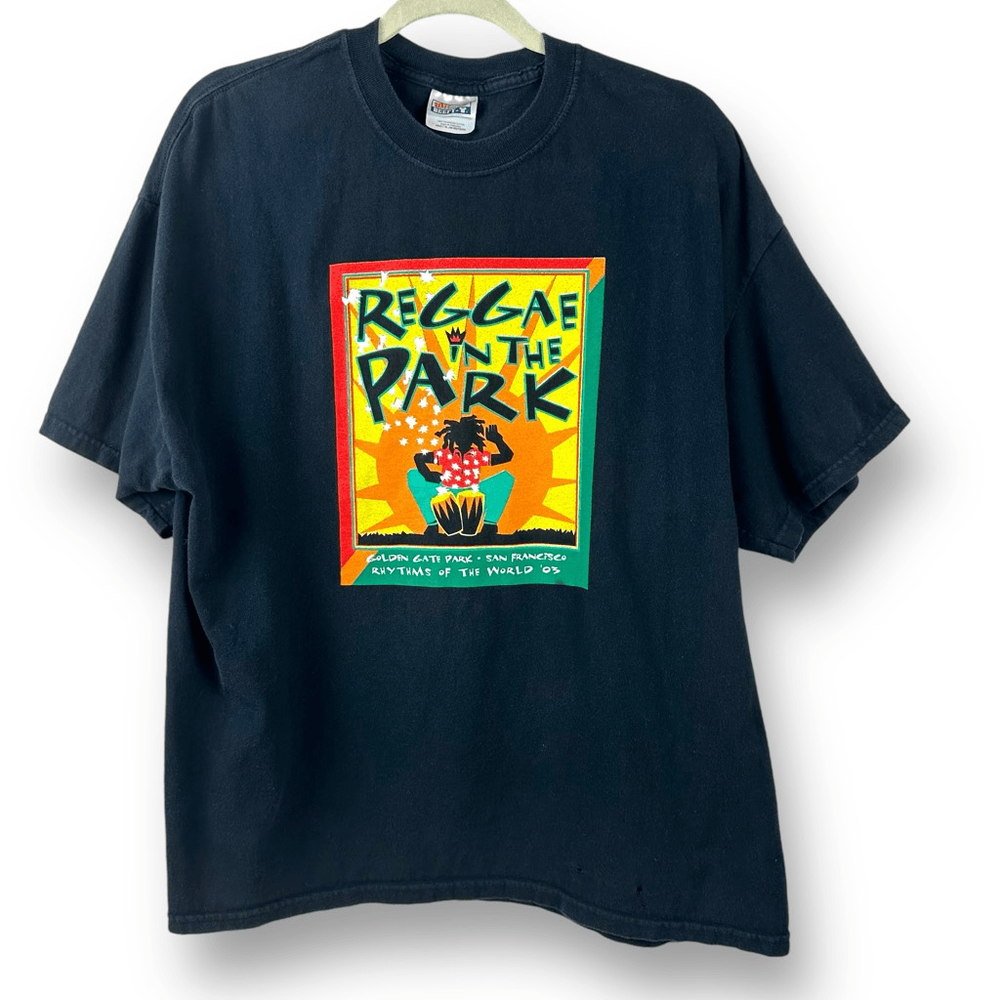Y2K Raggae In The Park Event Graphic Tee Shirt 2003 San Francisco Black Size XL