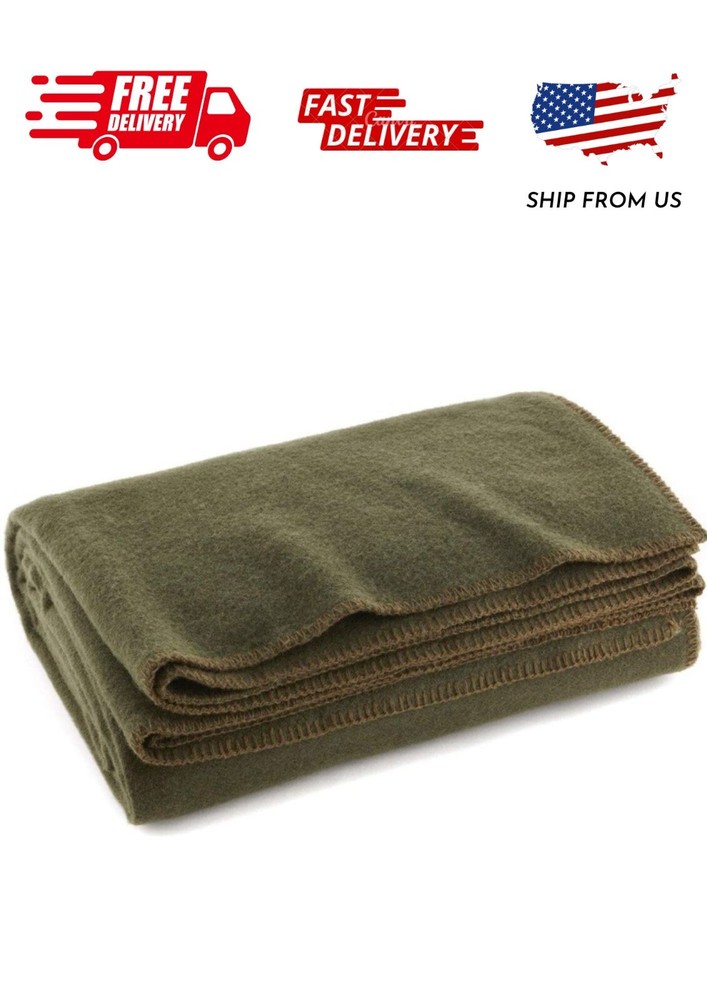 Olive Drab Green Warm Wool Fire Retardant Blanket, 66