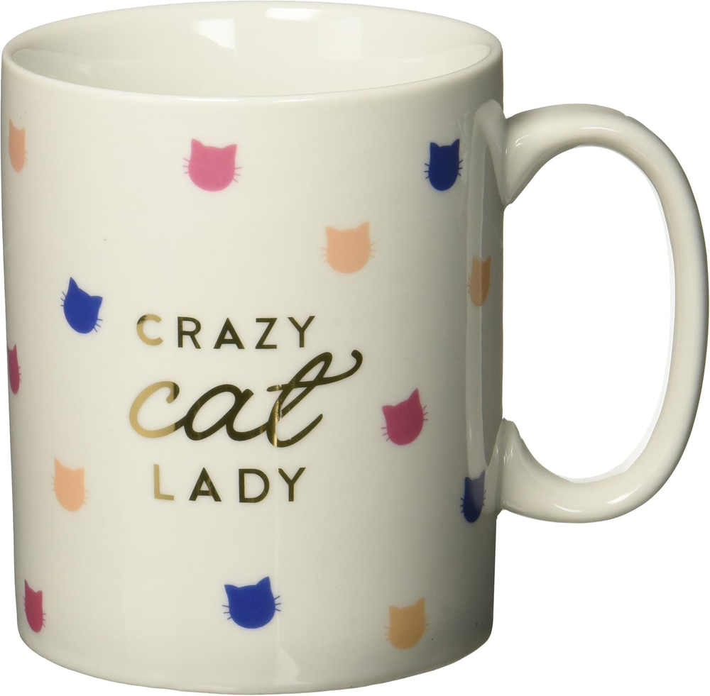 STUDIO 399069 Cat Lady Pattern Mug Gold 15 Ounce