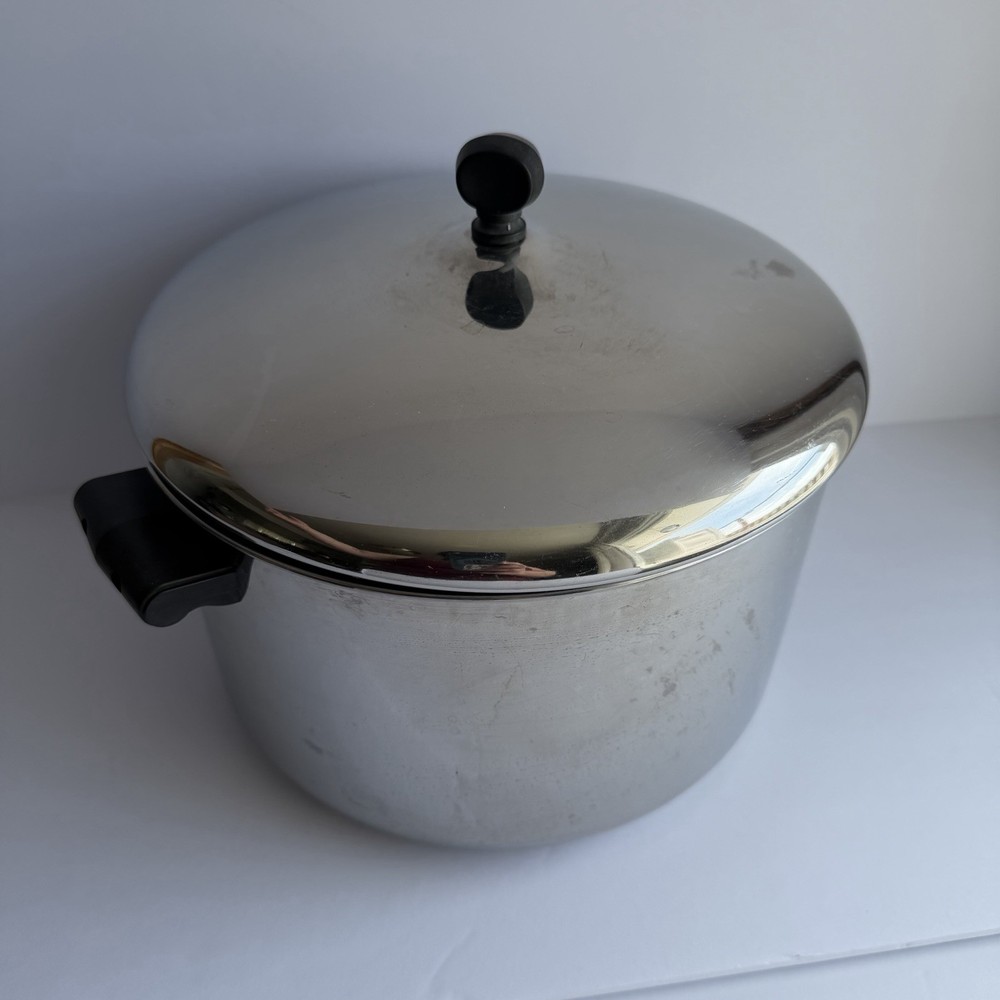 Vintage Farberware 8 Qt Stock Pot with Lid Stainless Steel Aluminum Clad