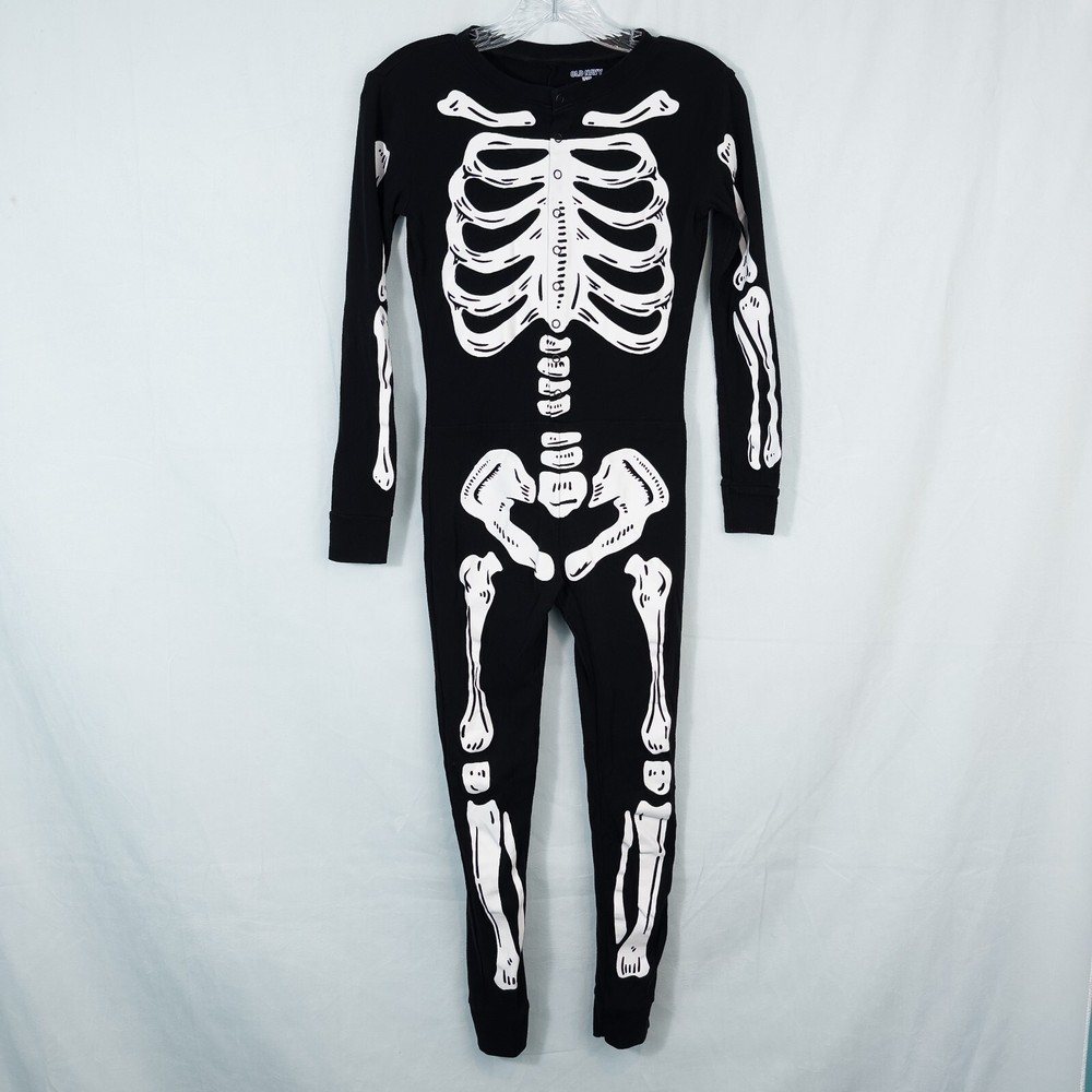 Old Navy Kids Unisex Skeleton One Piece Halloween Costume Pajamas Size XL (12)