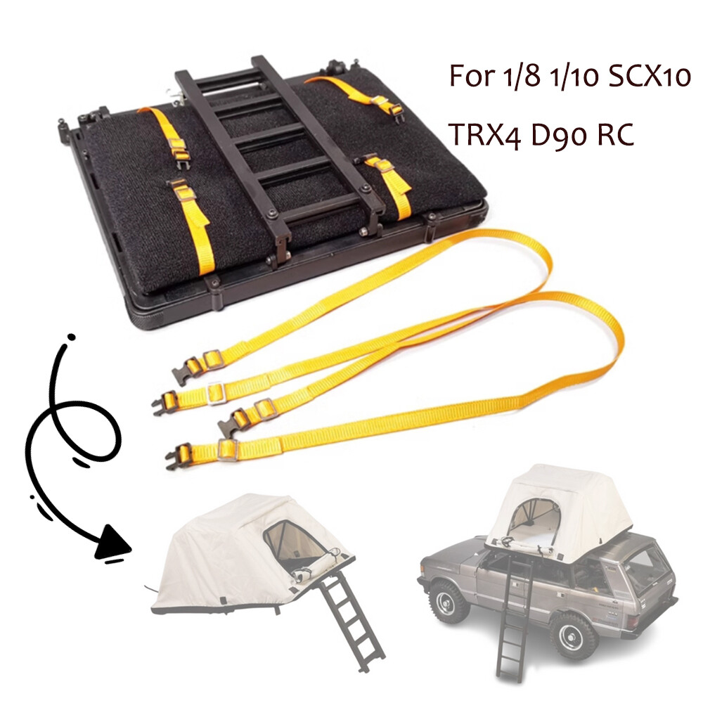 RC Car Simulation Folding Tent with Retractable Ladder for 1/8 1/10 SCX10 TRX4 D90 Models