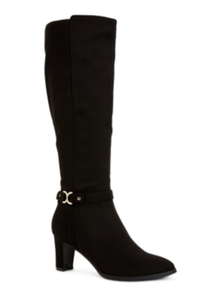CHARTER CLUB Womens Black Hardware Palmaa Almond Toe Block Heel Boots 10 M
