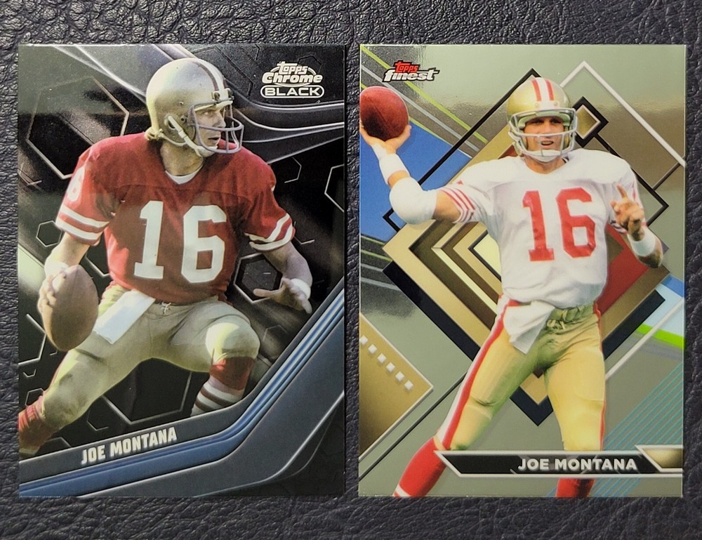 Joe Montana 2024 Topps Composite Chrome Black 145 & Finest 238 Notre Dame 49ers