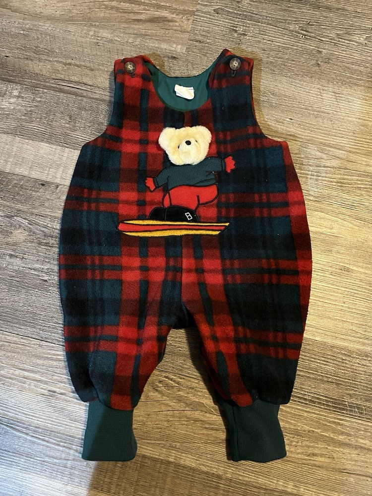 80/90s Christmas Sleeper One Piece Pajamas With Teddy Bear