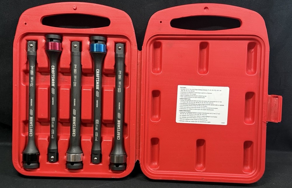 Craftsman 5-peace 1/2 Inch Drive 8 Inch Socket Extension Set