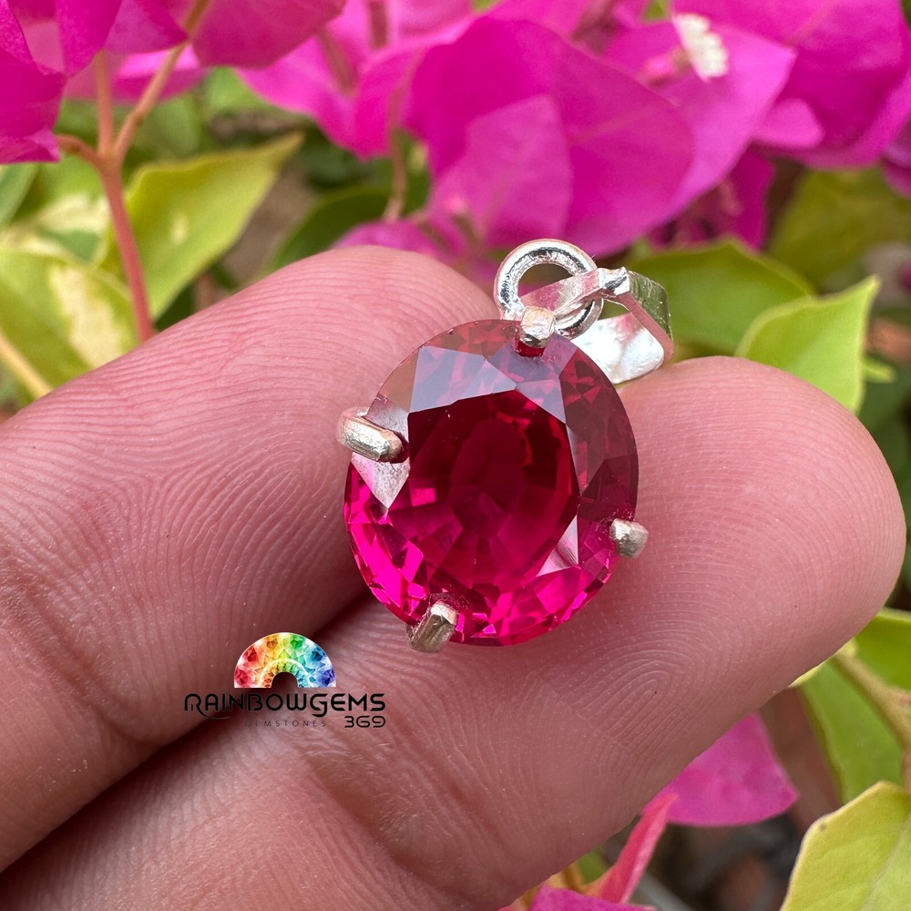 18.50 Ct Natural Pink Sapphire Pendant in 925 Sterling Silver Handmade Jewelry