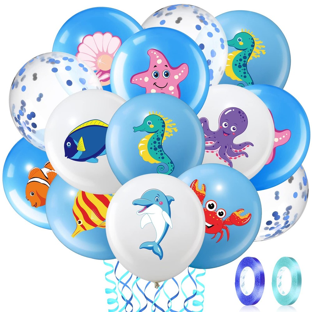 50 Pieces Sea Animals Balloons Party Decorations, Under the Sea Birthday Part...