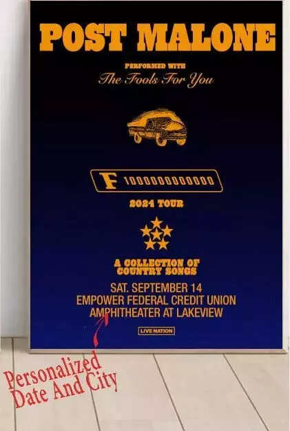 Post Malone F-1 Trillion Tour 2024 2025 Poster Concert Art