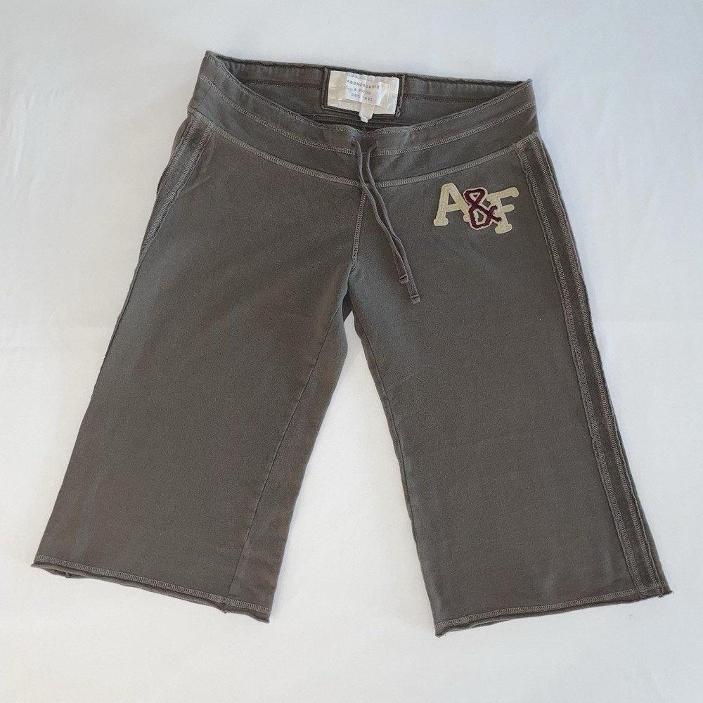 Abercrombie & Fitch Heritage Sweat Shorts Brown Cotton Logo Drawstring M
