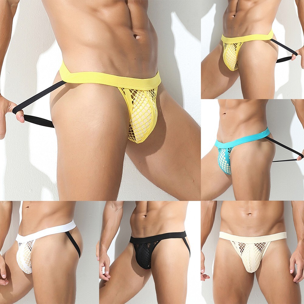 Mens Mesh See-Through Pouch Jockstrap Briefs/Underwear T-Back Thong Underpants