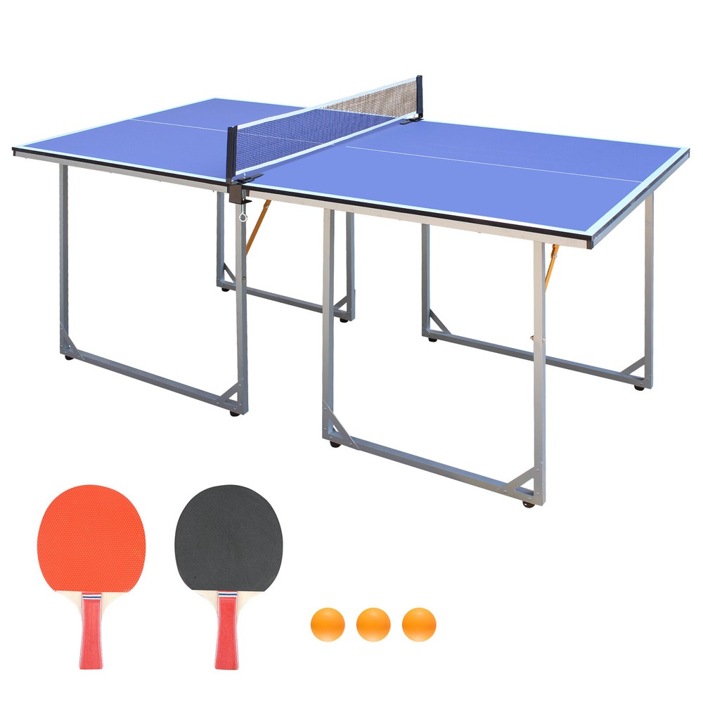 6ft Foldable Mid-Size Ping Pong Table for Indoor & Outdoor Use